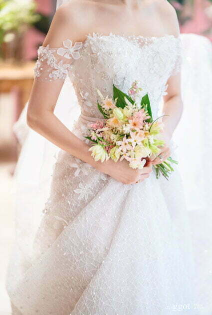 Mira Bride wearing Shine gown