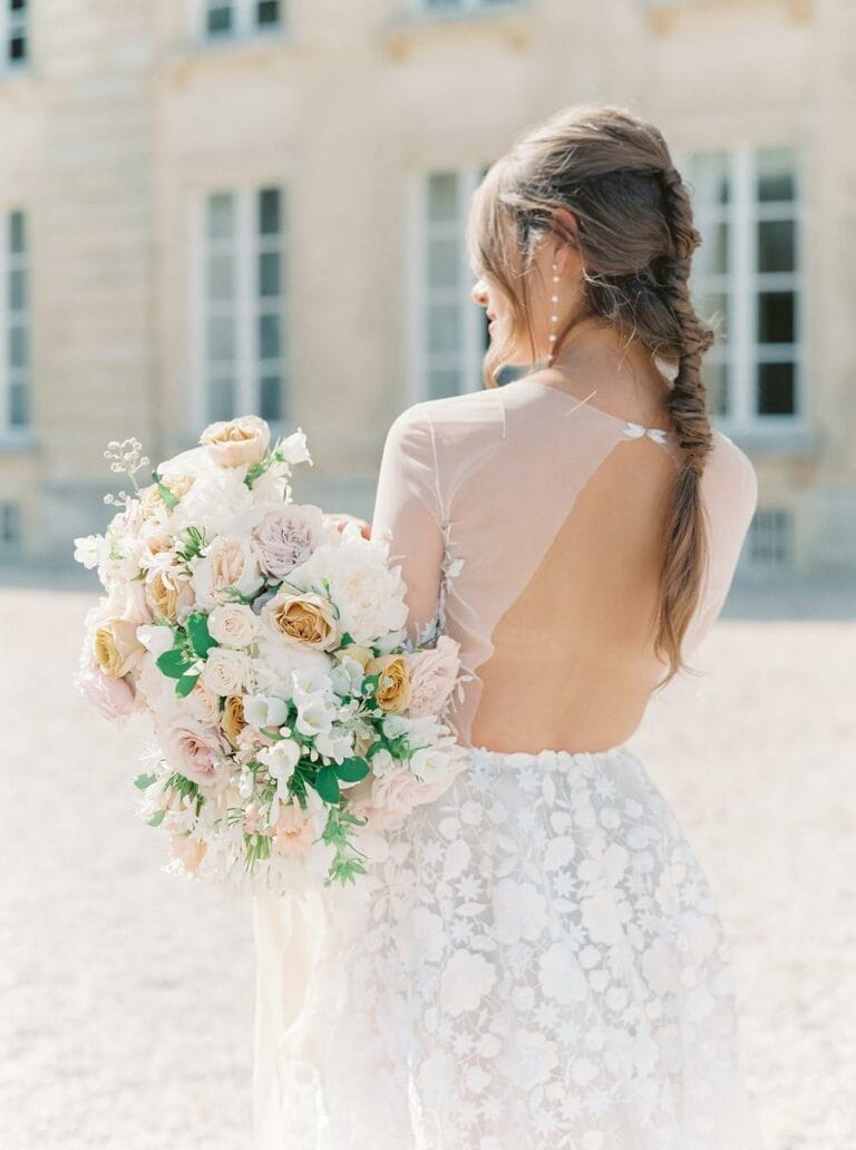 Mira bride wearing Maike gown