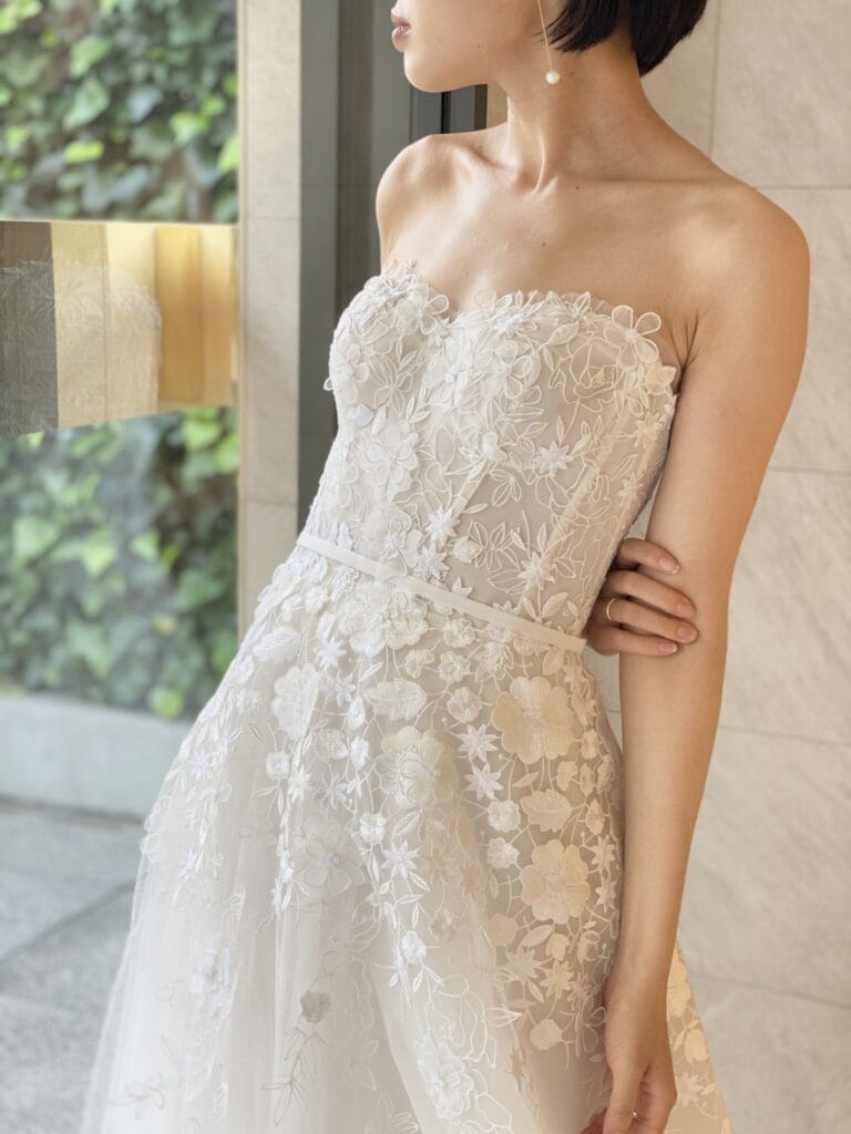 Mira bride wearing Andi gown