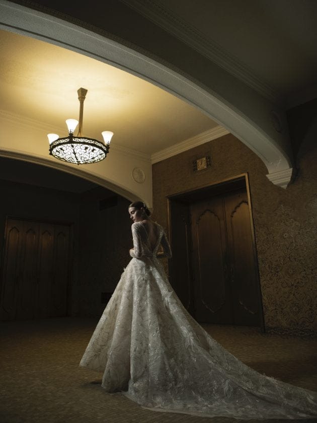 Mira bride wearing Stefania gown