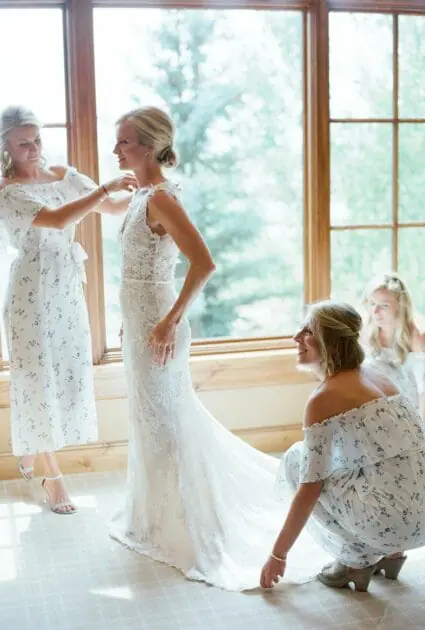 Mira bride wearing Veronica gown