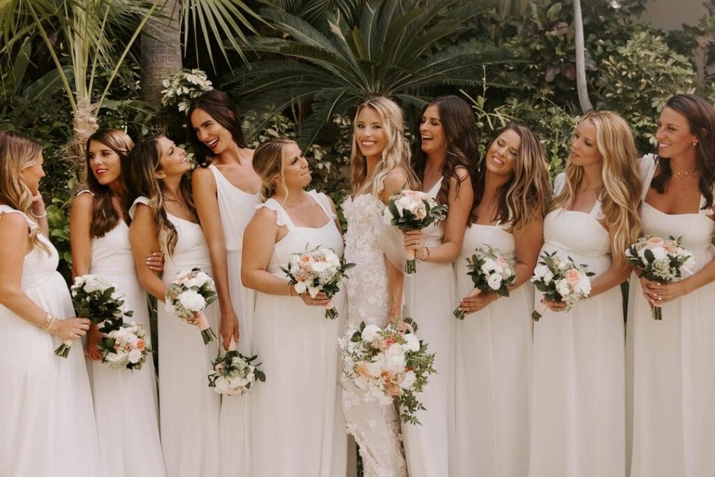 All white wedding bridesmaids dresses sale