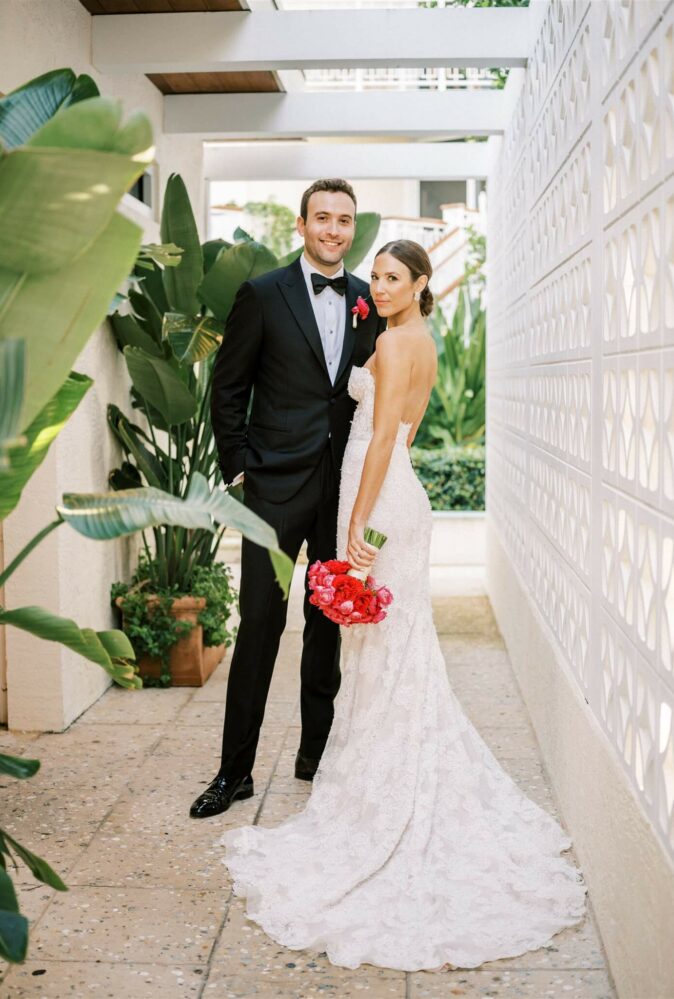 Lindsey wearing Brunella gown & overskirt