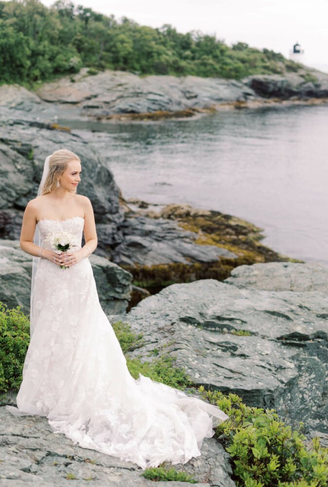 Mira bride wearing Leona gown