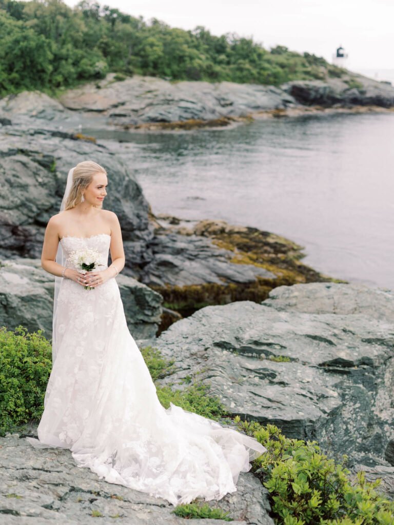 Mira bride wearing Leona gown