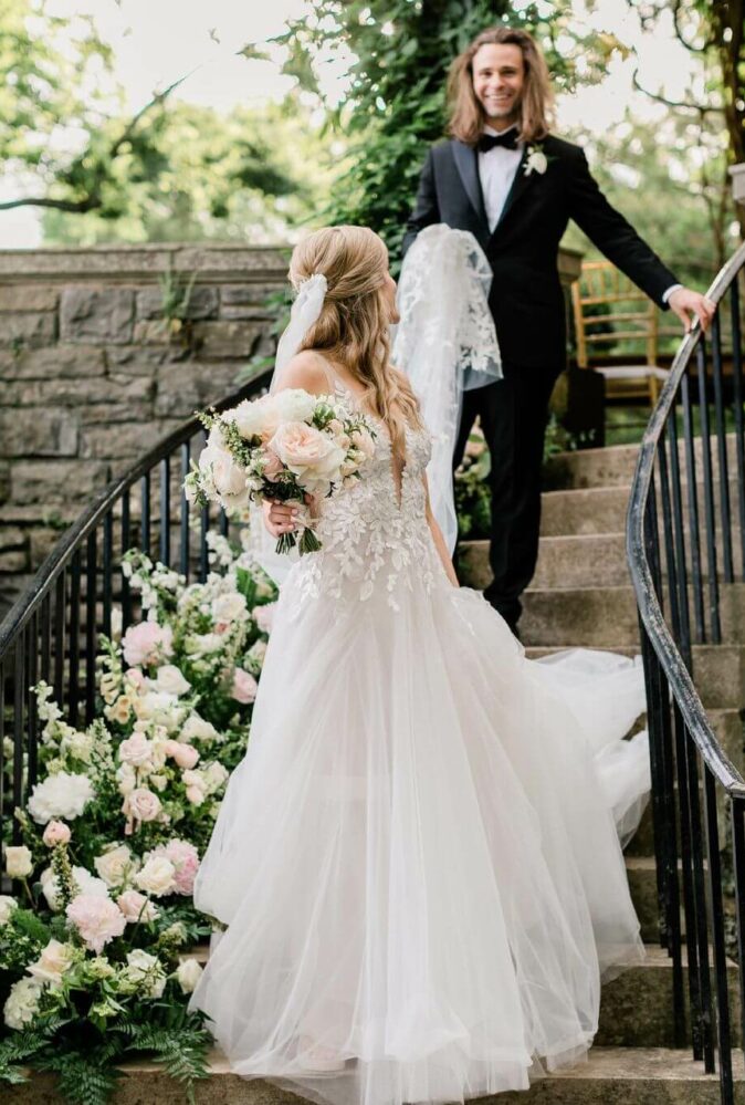 Anne wearing Elli gown & veil