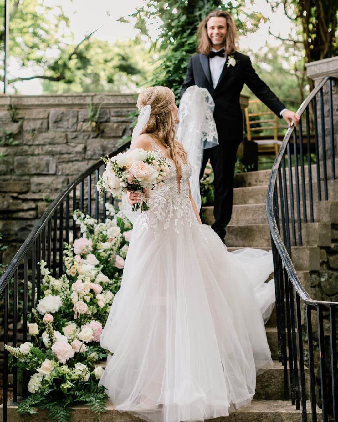 Anne wearing Elli gown & veil