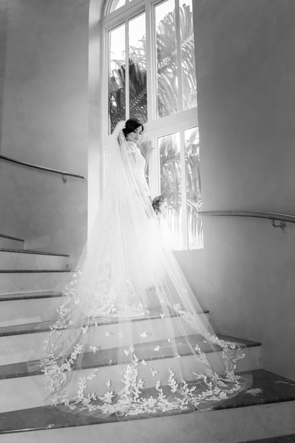 Jeanne wearing custom Charla gown & veil
