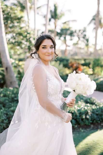 Sarah wearing Elli gown & veil