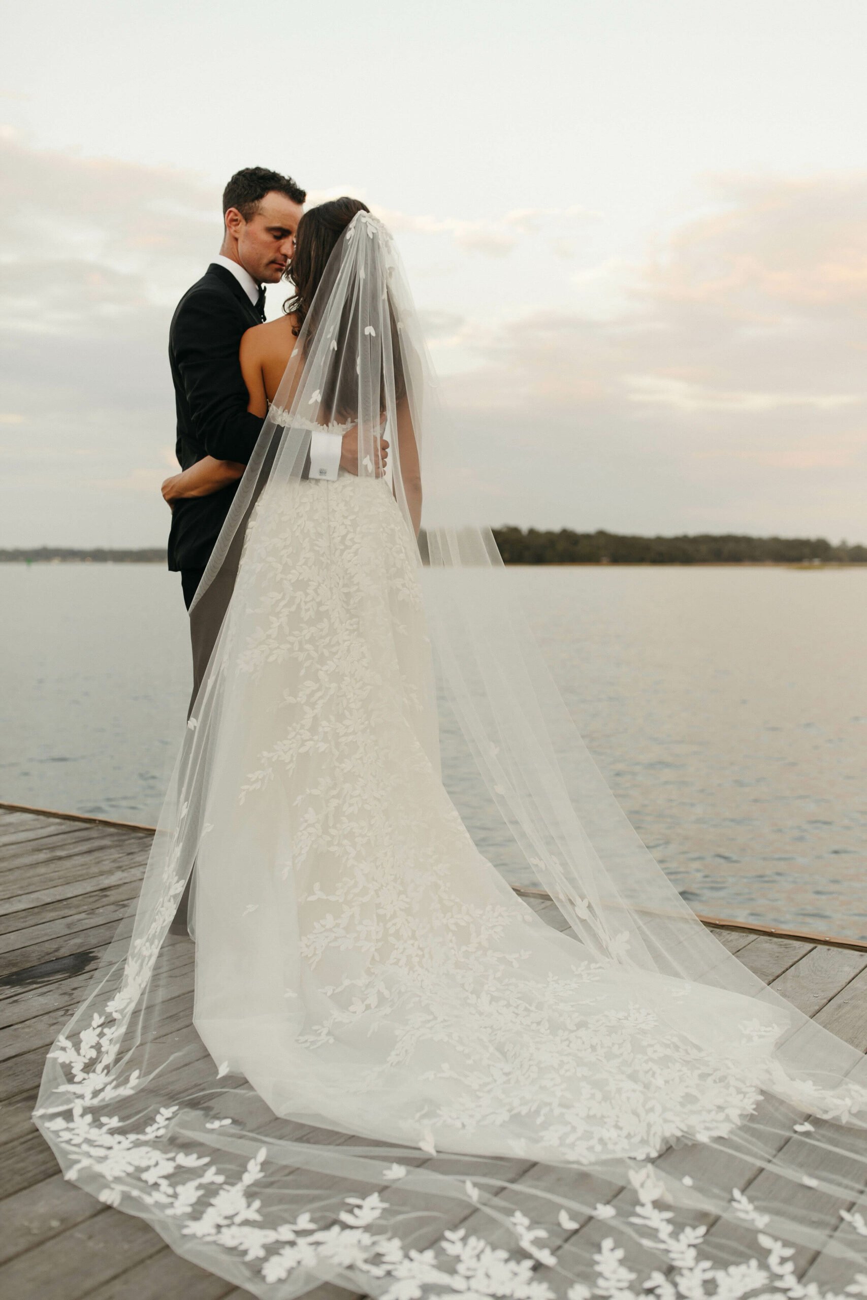 Margaux wearing Charla gown & veil