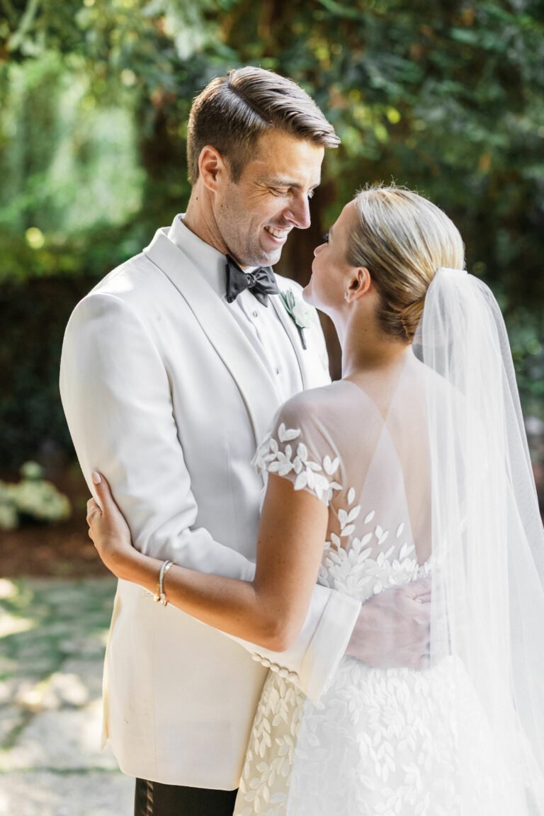 Samantha Trojanowski Wearing Charla Gown And Matching Topper