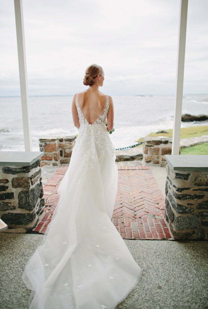 Allison Walsh wearing Elli gown