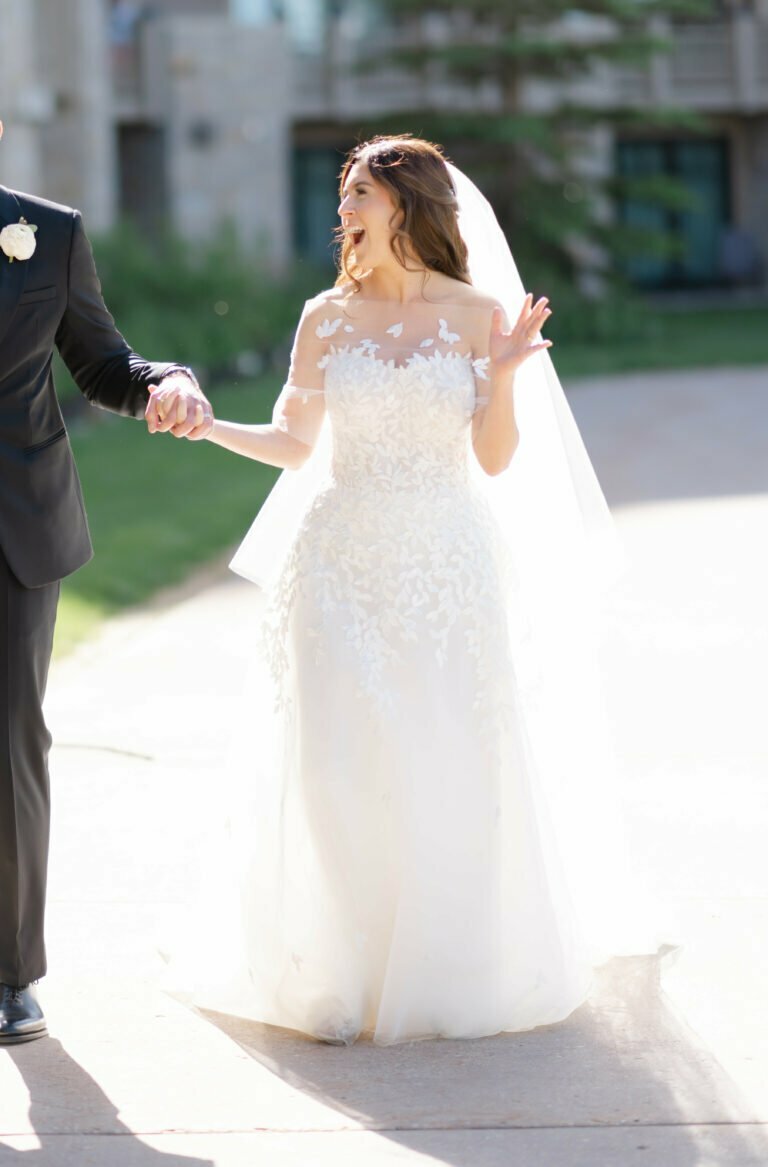 Malory Brumer wearing Charla gown & matching shrug