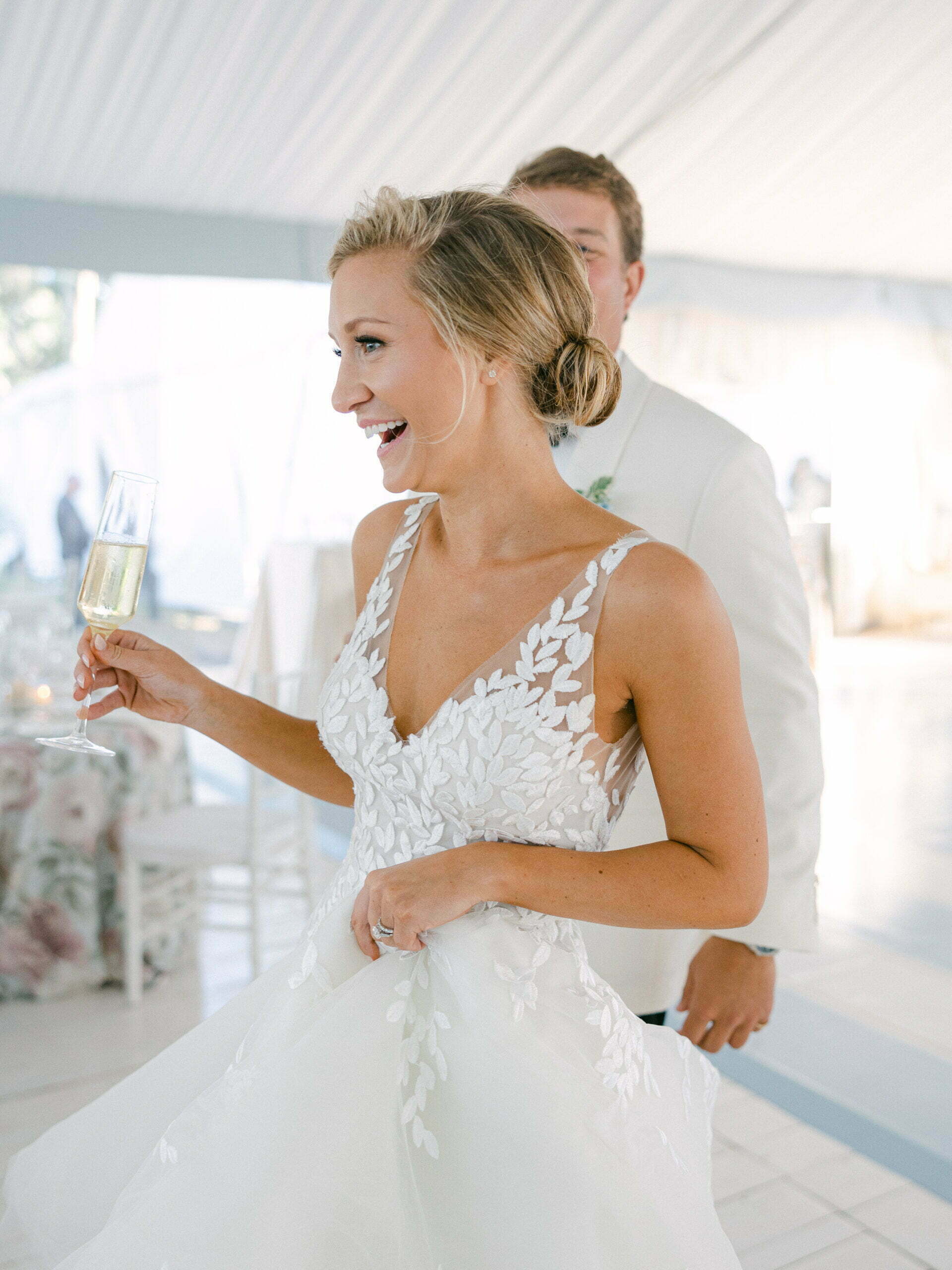 Reeves Wells wearing Elli gown & matching veil