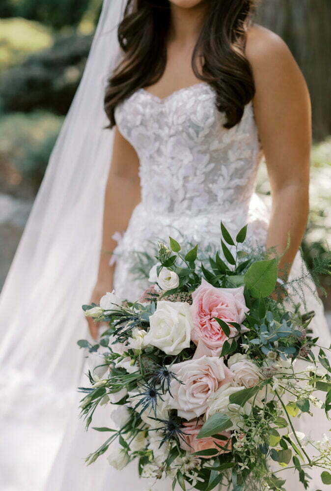 Julia Di Capua Curran wearing Audrey gown & Audrey veil