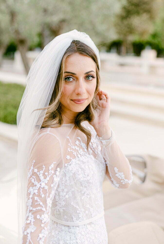 Georgia Karacostas wearing Jess gown & Jess topper