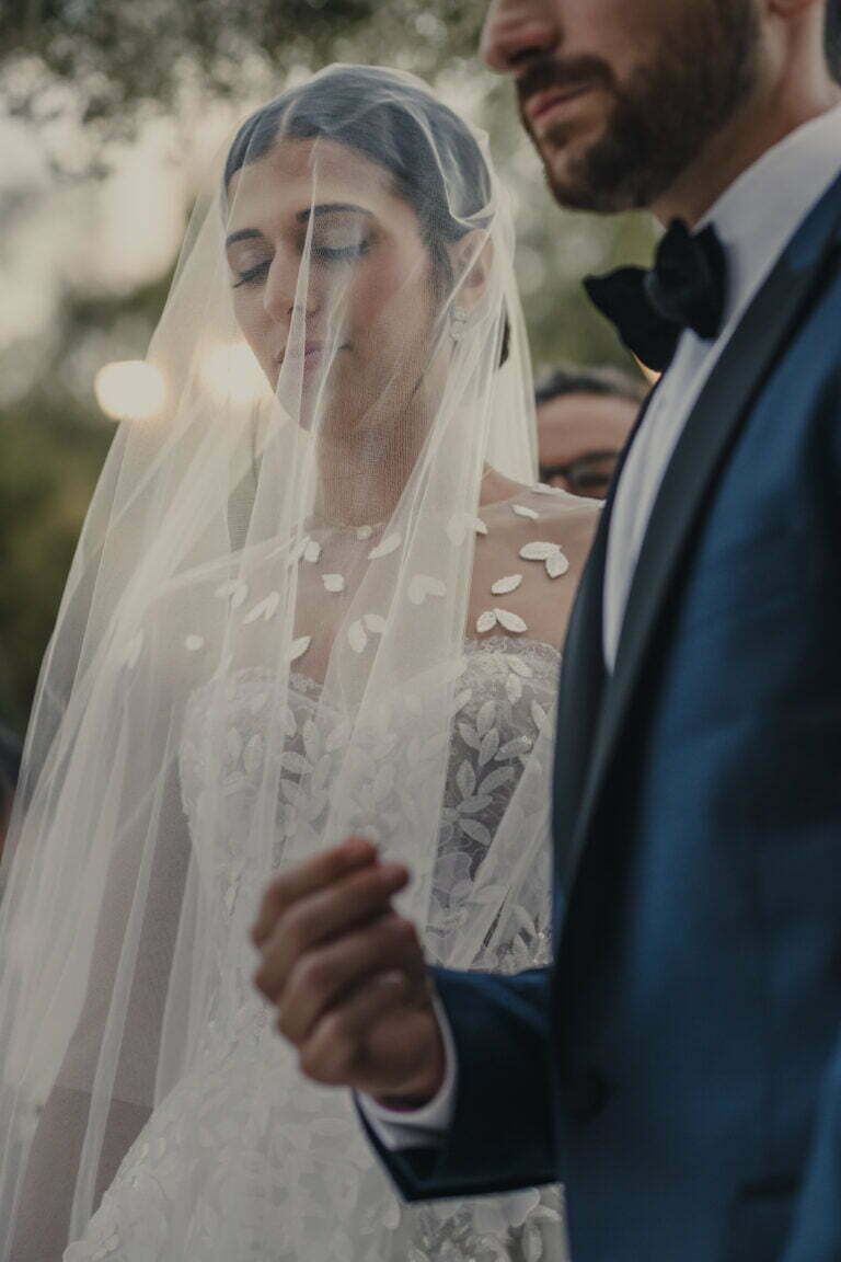 Sarah Cohen wearing Audrey gown & Audrey cape