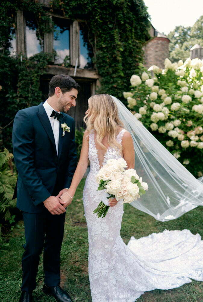 Sara Stein wearing Jona gown and Jona veil