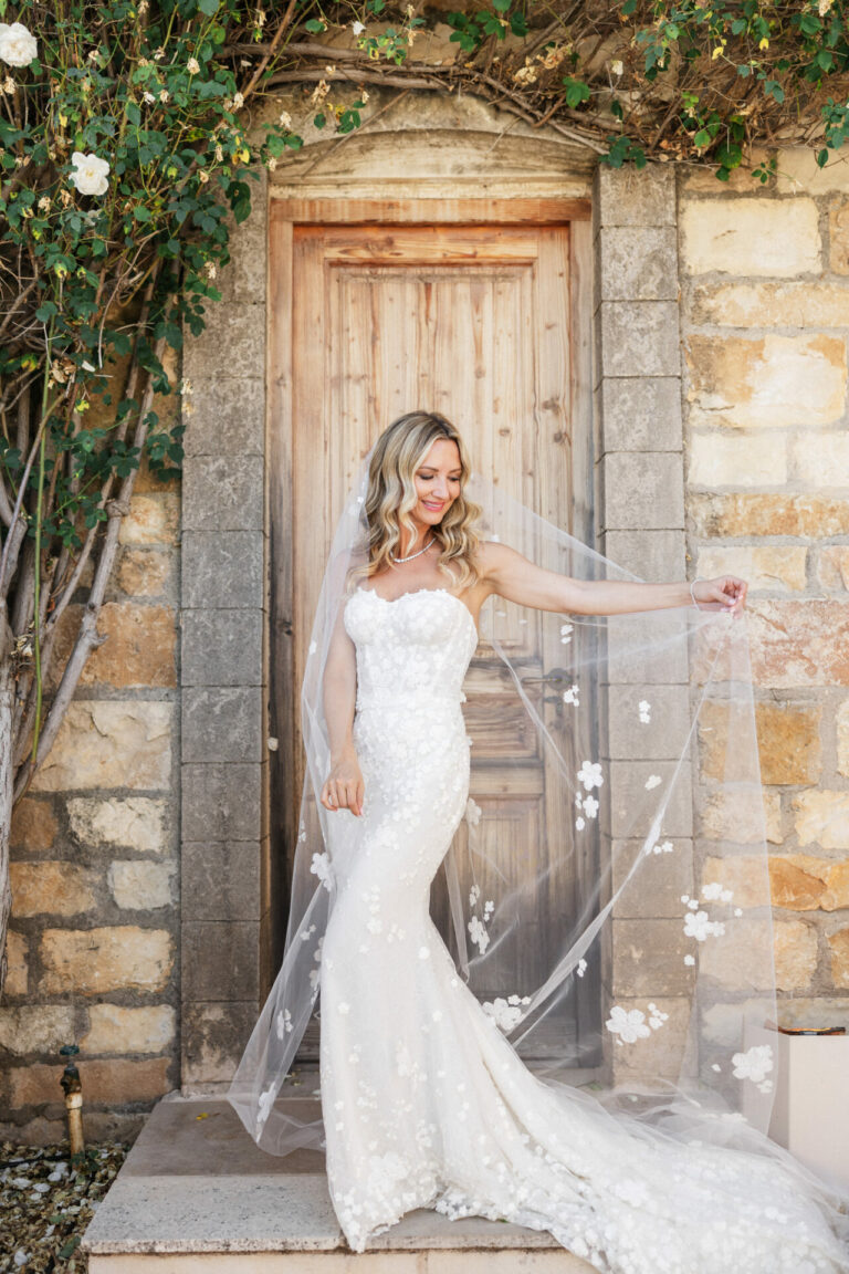 Michelle Demaree wearing Karlee gown and matching veil