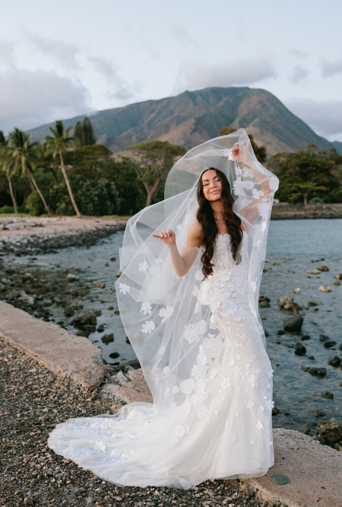 Carly Tse in Ness gown and matching veil