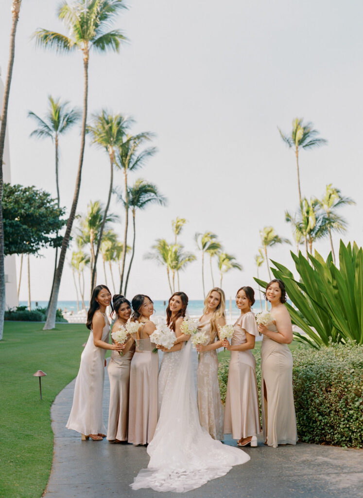 Katya Ruiz in Mira Zwillinger gown with bridesmaids.