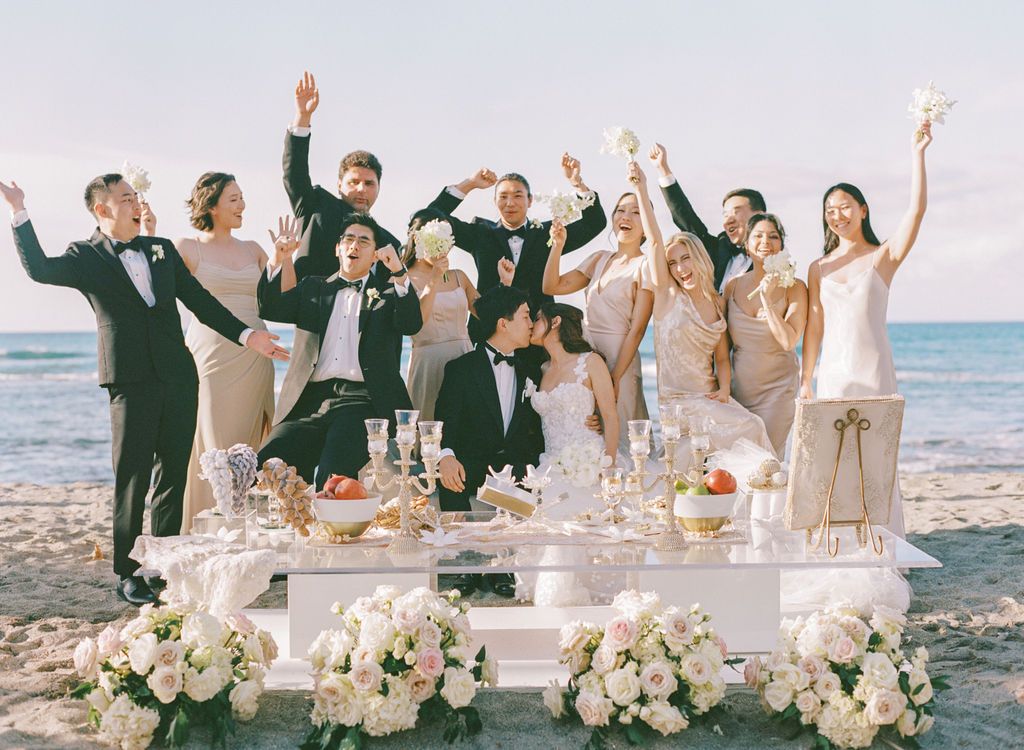 Bride Katya Ruiz weds on beach in couture.