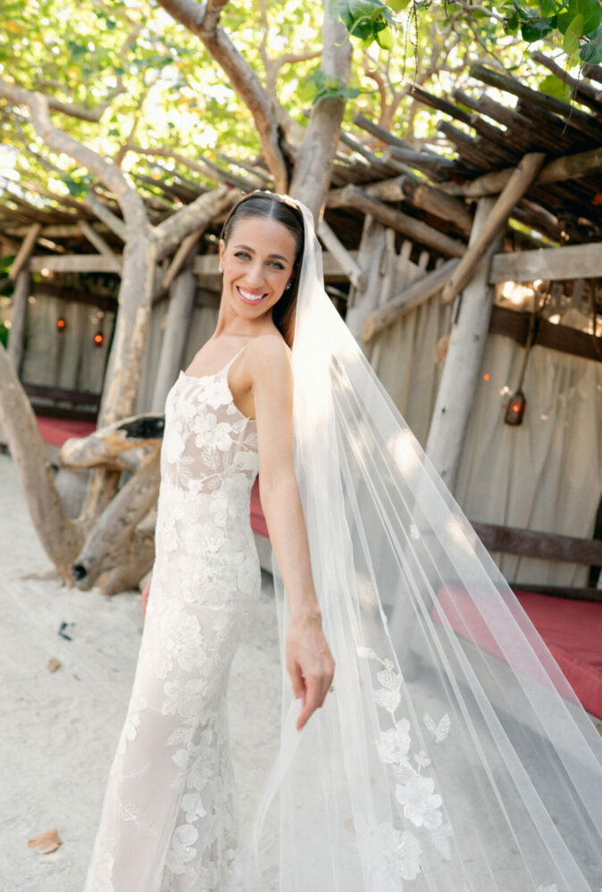 Ariel Vincent Sumi gown and matching veil