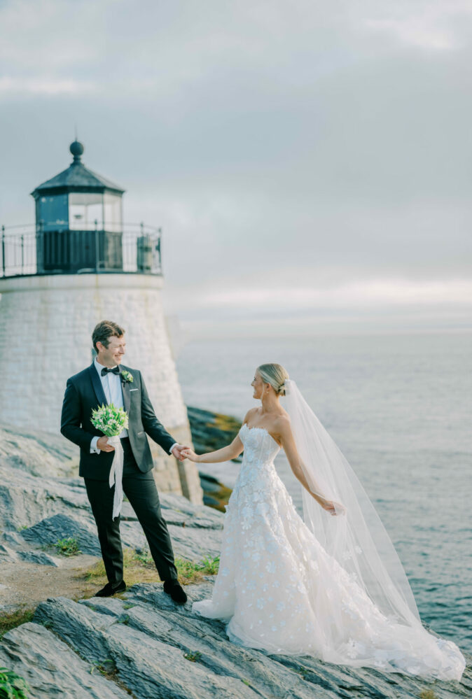 Corinne Chowansky in Nessia gown with matching veil 
