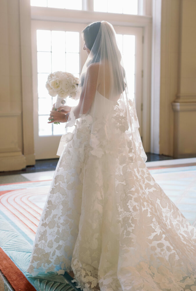 Haley Cohen in Jase gown with matching veil