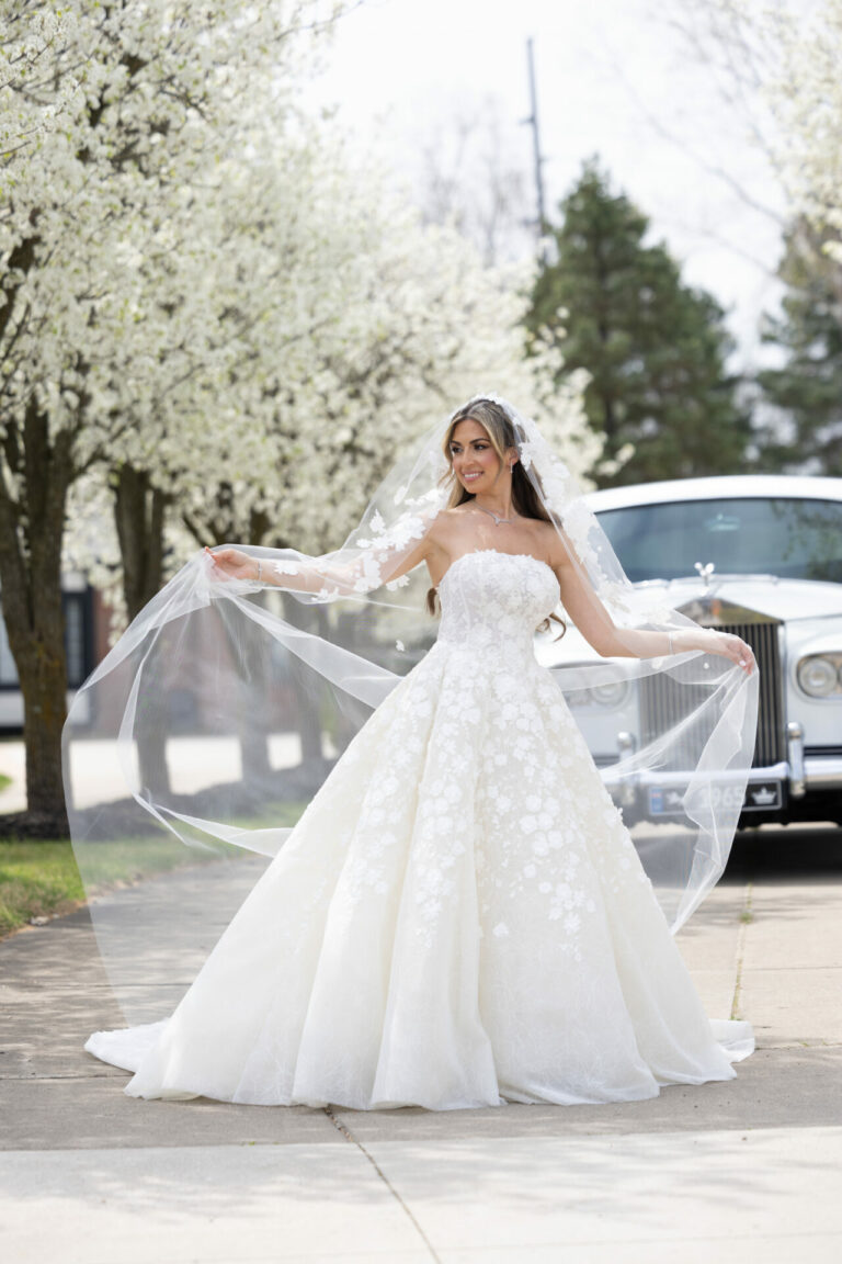 Reta Yousif in custom Jolli gown and a matching veil