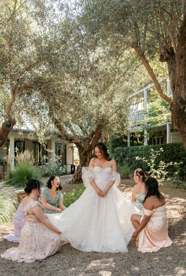 Pauline Nguyen in Sally gown and a matching veil