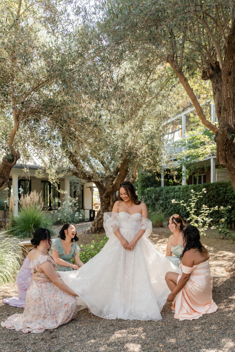 Pauline Nguyen in Sally gown and a matching veil