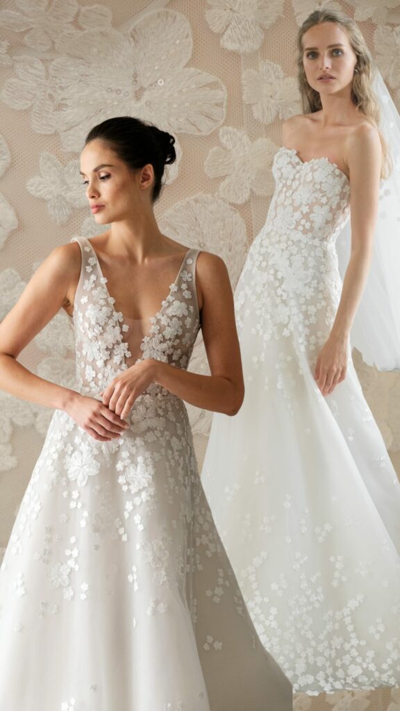 Karla & Karla V: Two Floral A-Line Wedding Dresses, One Couture Vision