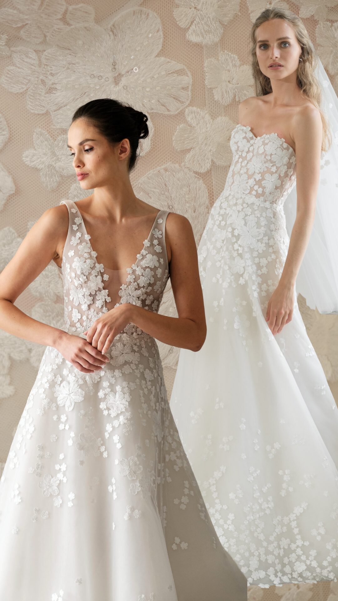 Karla & Karla V: Two Floral A-Line Wedding Dresses, One Couture Vision