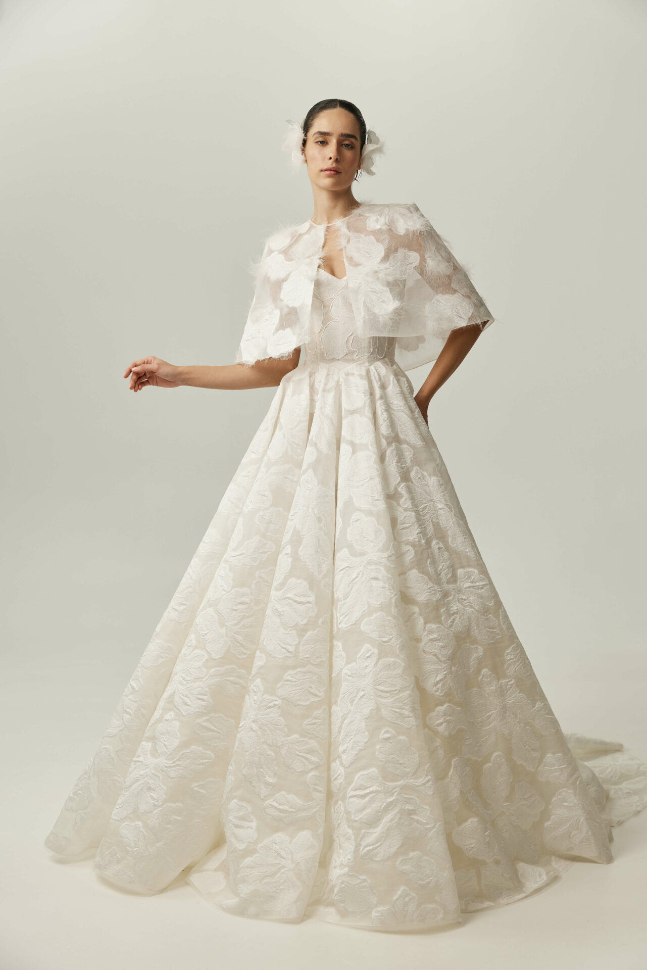 floral lace wedding dress celia with detachable straps Floral Lace Wedding Dress Celia with Detachable Straps – Olivia Bottega main image 1