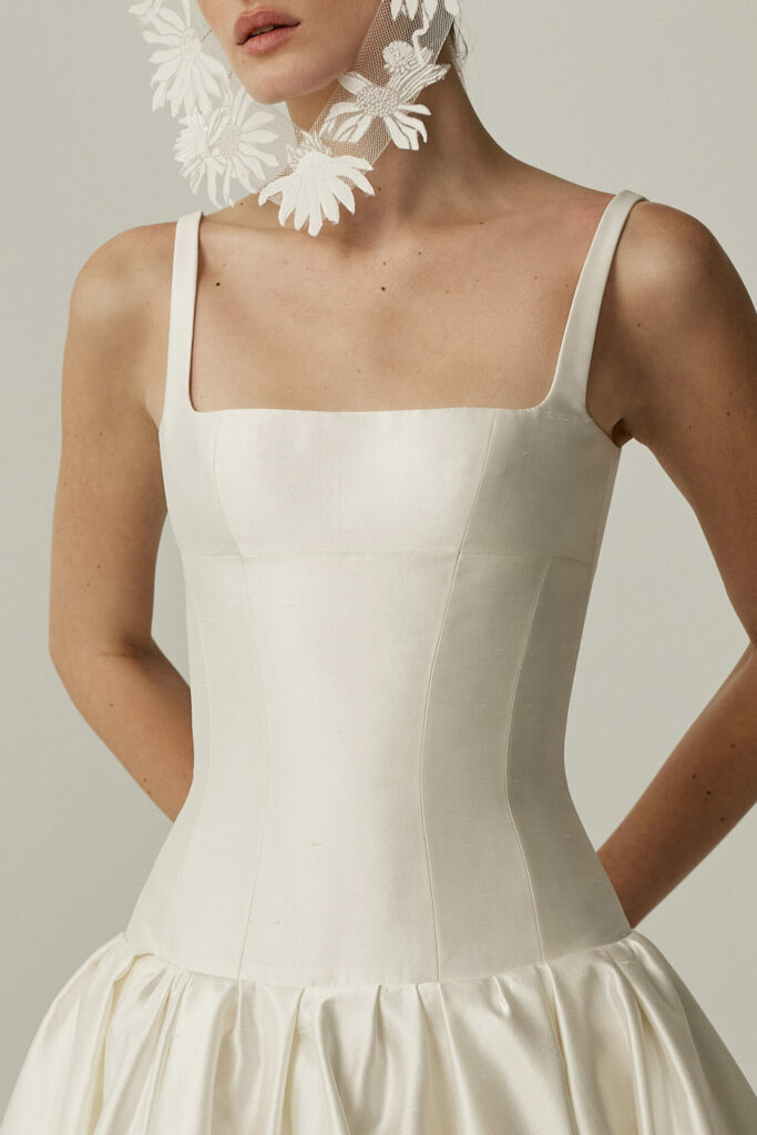 Reina gown couture wedding dress by Mira Zwillinger — a Study in Structure and Grace