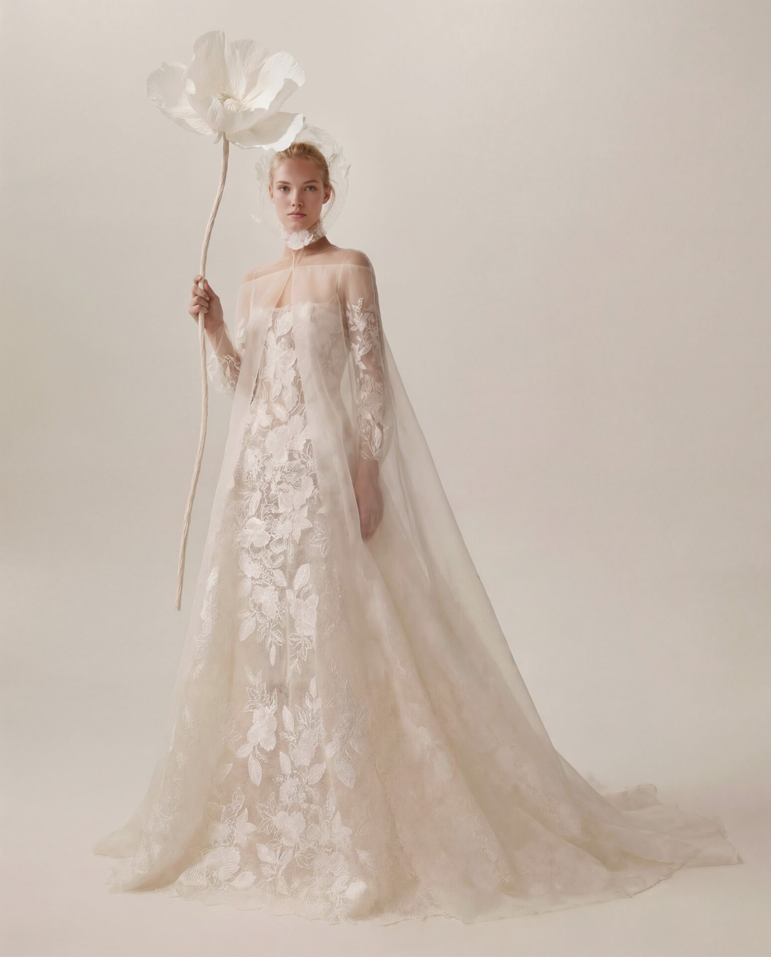 Sui floral A-line wedding dress by Mira Zwillinger with floral lace and square neckline