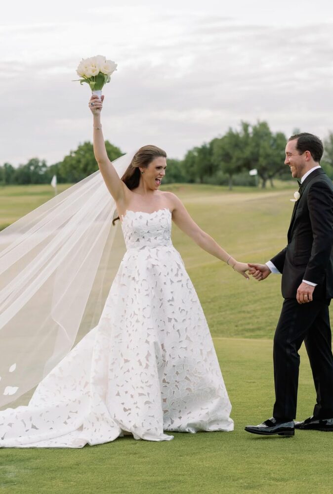 Jordan Lippman in Ayla gown and a matching veil 