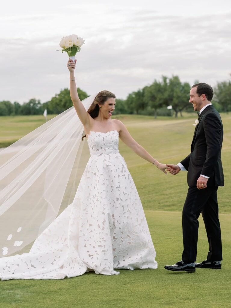 Jordan Lippman in Ayla gown and a matching veil