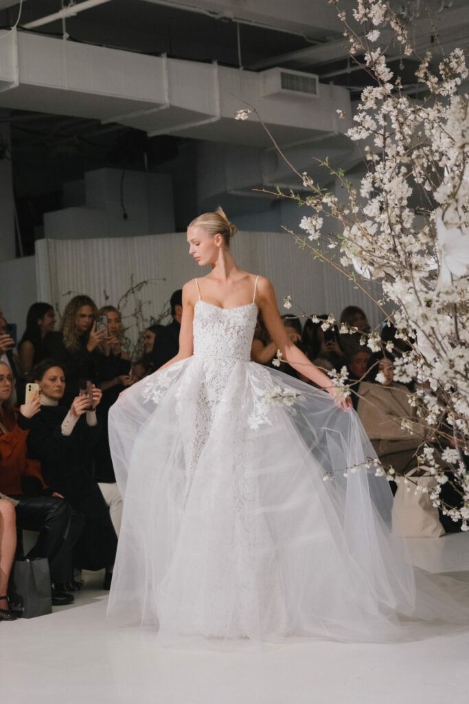 Clea: A Modern Slim Wedding Dress Crafted in Embroidered Guipure Lace