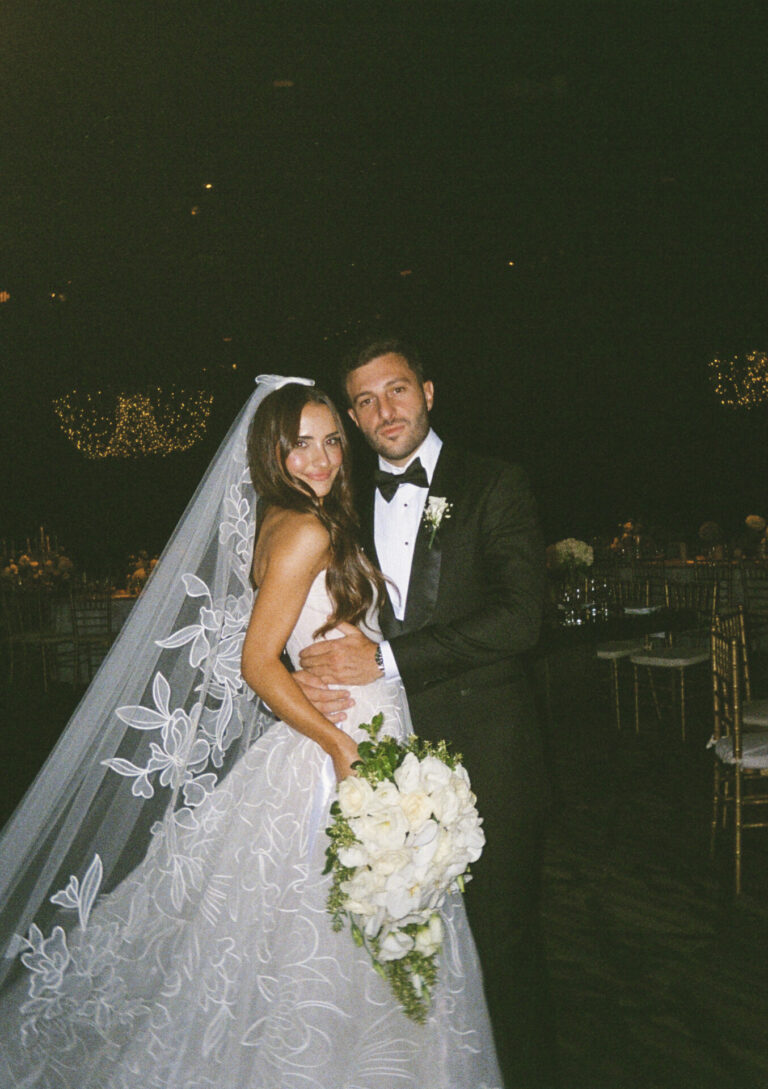 Melanie Azzan in custom Sally gown and a matching veil